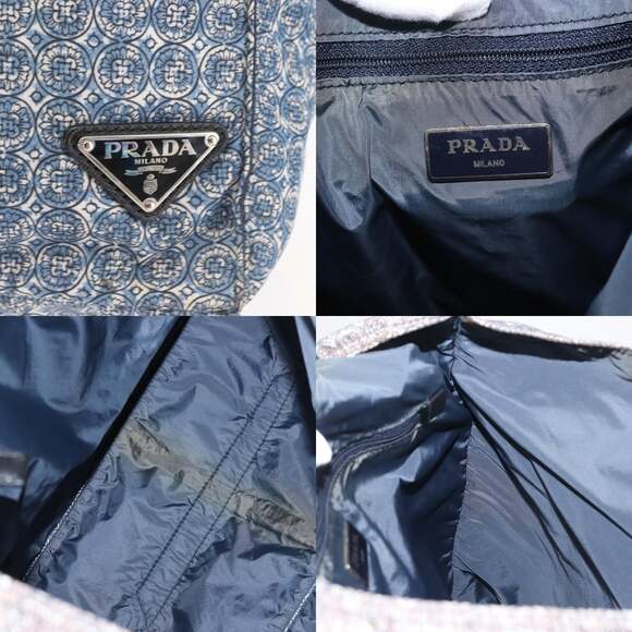 PRADA Tote Bag Nylon Blue Silver - Picture 11 of 12